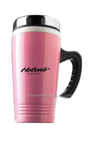Ceramic and Stainless Steel Travel Mug 16oz - Pink