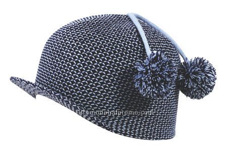 Crisscross Jacquard Knit Beanie with Soft Brim & Pom Pom
