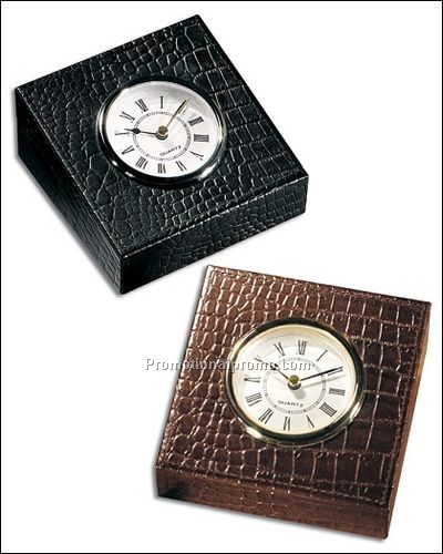 Croco Leather Table Clock