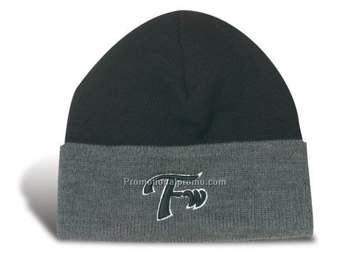 Fine Knit Tuque, Contrasting Cuff & Inside