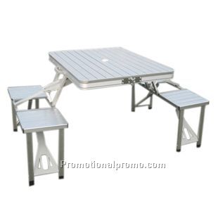 Foldable aluminum picnic table