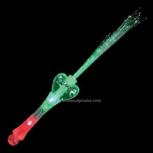 Glitter Crystal Heart Fiber Optic Wand