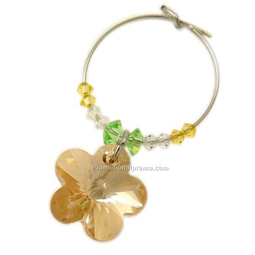 Golden Sakura Crystal Wine Charm