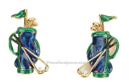 Green and Blue golf bag earring