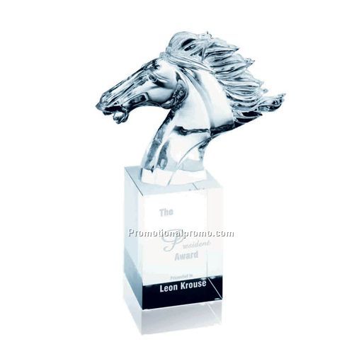Hand sculpted flaming horse award 12.5"H