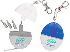 Key holder 3/1 m tape measure screwdriver set 4 bits