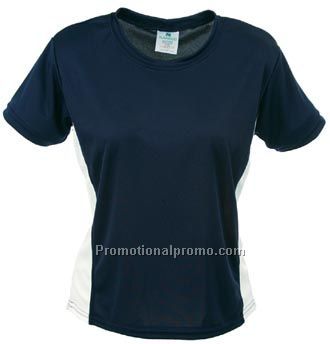 Ladies 2 Tone Round Neck Short Sleeve Shirt