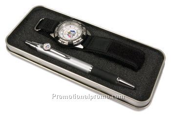 PEN & WATCH SET*, full color insert, tin box