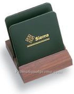 Set of 2 Rubber - Backed Coasters with Walnut Stand