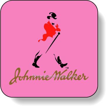 Stock Shape Fluorescent Pink Roll Labels - Square with round corners