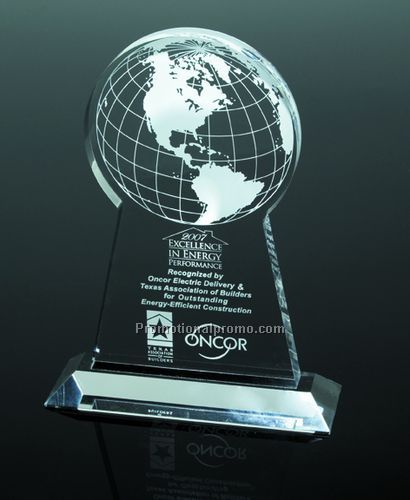Tall Globe Award with Laser Imprint
