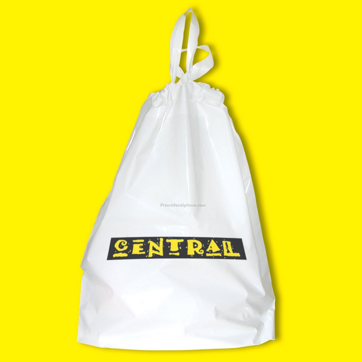 White Plastic Poly Draw Tab Handle Bags