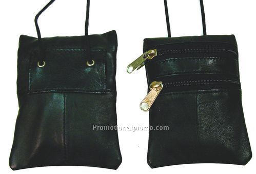 micro-bag with string / 2 Zippers / Lambskin Napa / Black