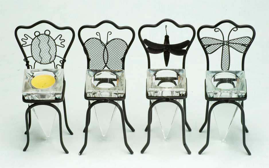 Candle holder with metal stand 
  
   
     
    