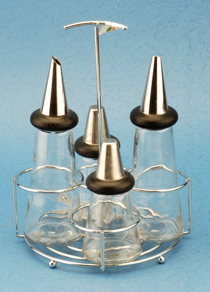 Cruet set with metal stand
  
   
     
    