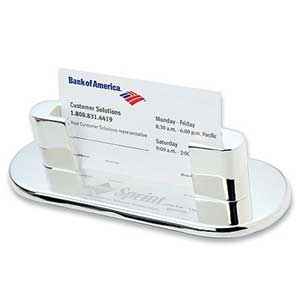 Silver Plated Business Card Holder with Oval Base