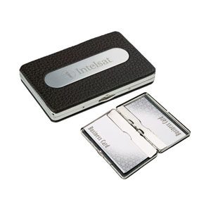 COURO Leather and Brushed Steel Business Card Case