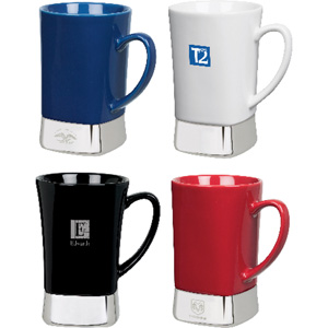 Square Bottom Ceramic Mug With Steel Base - 12 oz.