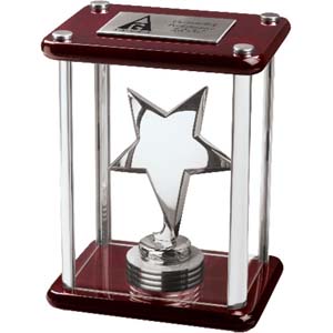Stella V Enclosed star in wood and glass case
