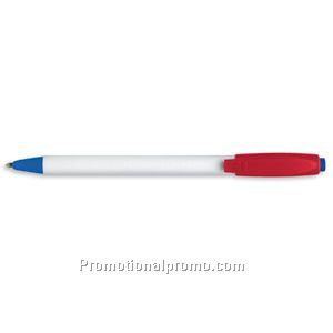 Paper Mate Sport Retractable White Barrel/Blue & Red Trim, Black Ink Ball Pen