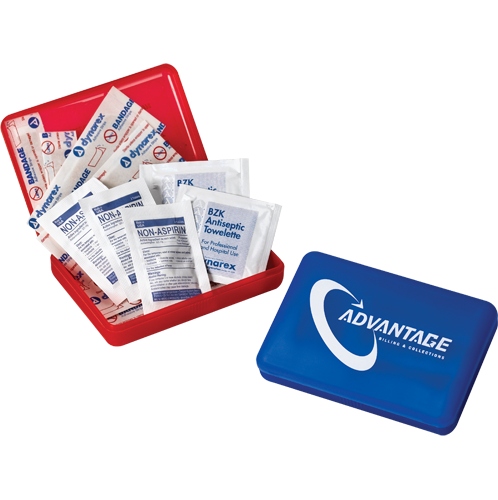 First aid kits in plastic boxes