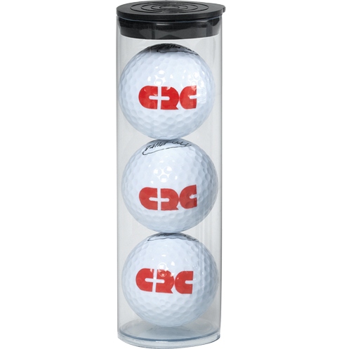 Golf balls in clear tube w/3 balls