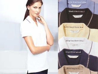 Outer Banks Ladies' Active Pinpoint Johnny Collar Pique Polo with Stripe Trim