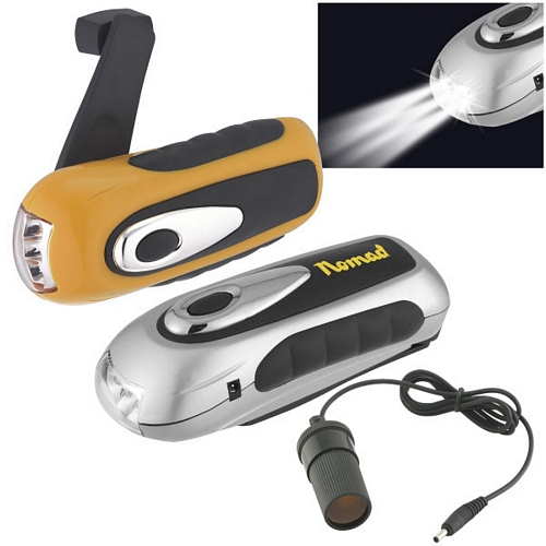 WIND-UP FLASHLIGHT / CELL PHONE CHARGER