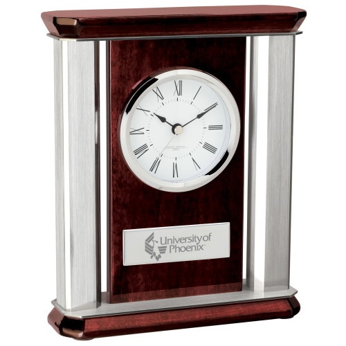 WOOD BRUSHED ALUMINUM DESK CLOCK