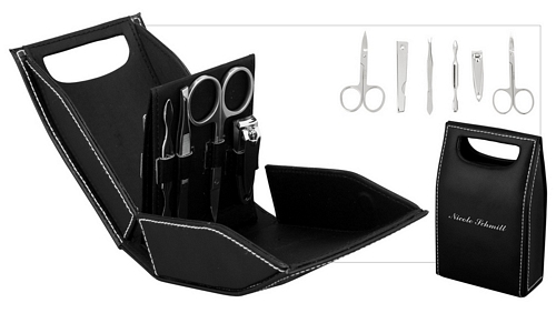 PU Leather Bag Shaped Black Manicure Set