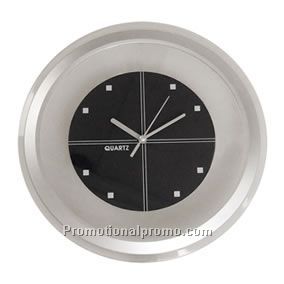 BLACK WALL CLOCK W/SILVER FINISH