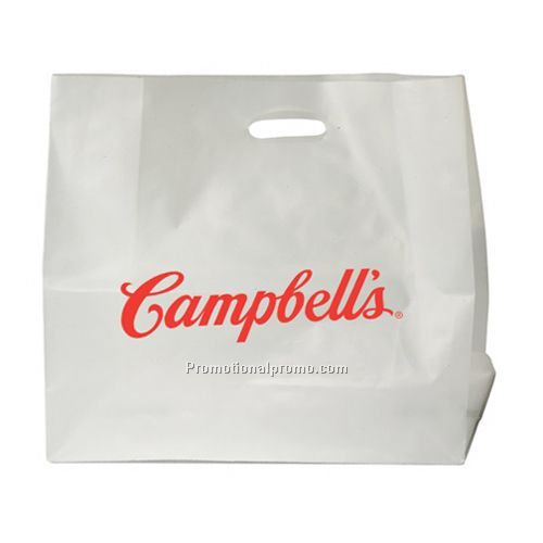 Bag - White Plastic with Die Cut Handles, 16