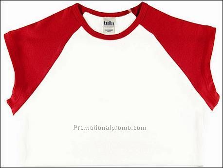 Bella T-sh Raglan Cap Sleeve, White/Red