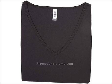 Bella T-sh Sheer rib V-neck, Black