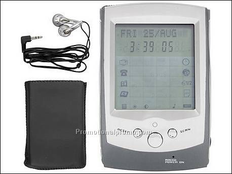 Databank met radio en oordopjes