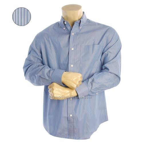 Dress Shirt - Devon & Jones Blue Men's Savile Pattern Dress Shirt, Blue English Stripe, Pima Cotton