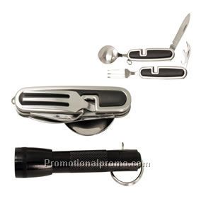 FOLDING CAMPING CUTLERY AND TORCH SET