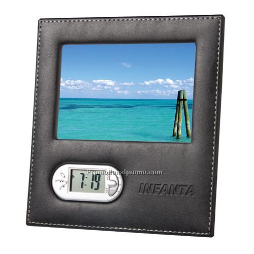 Frame - Leather Frame with Alarm Clock