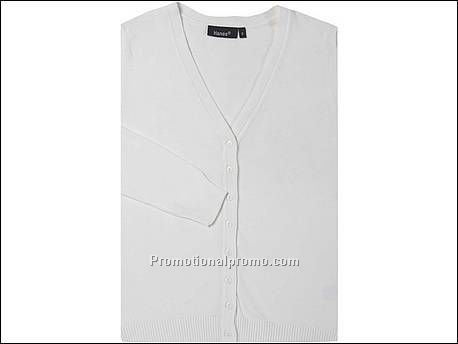 Hanes Cardigan V-Neck, White