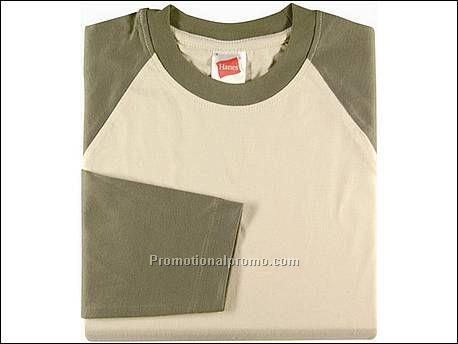 Hanes T-shirt Baseball-T L/S, Beige/Khaki