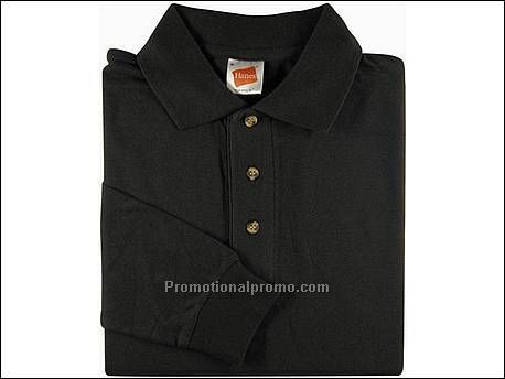 Hanes Top Polo L/S, Black