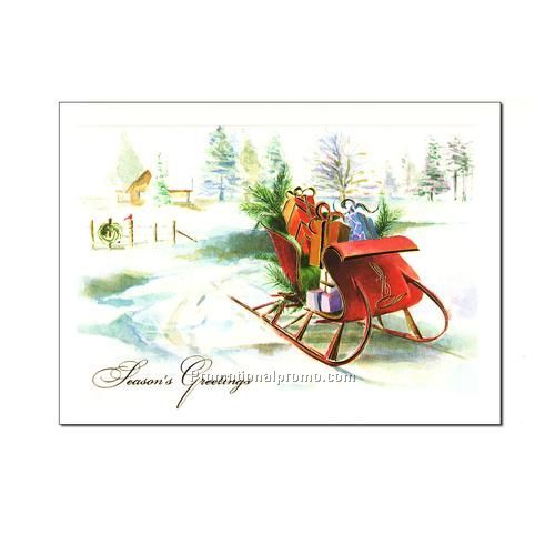 Holiday Card - Season's Greetings Sleigh