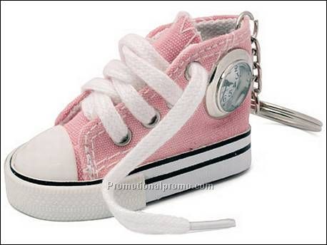 Keyring Sport Shoe w. clock pink,...
