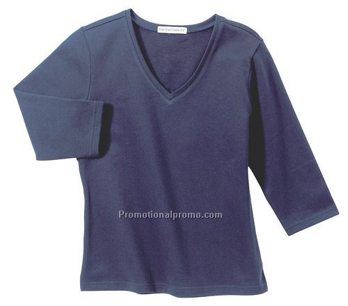 T-Shirt - Port Authority, Ladies 3/4 Sleeve V-Neck T-Shirt