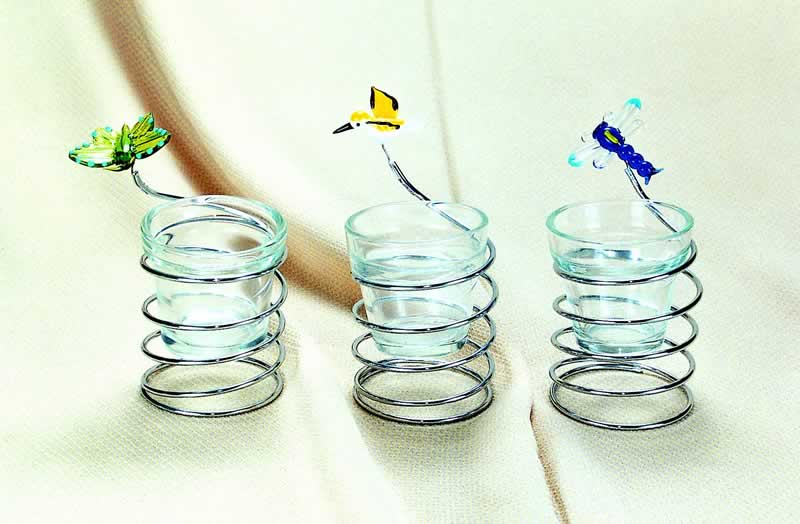 Candle holder with metal stand 
  
   
     
    