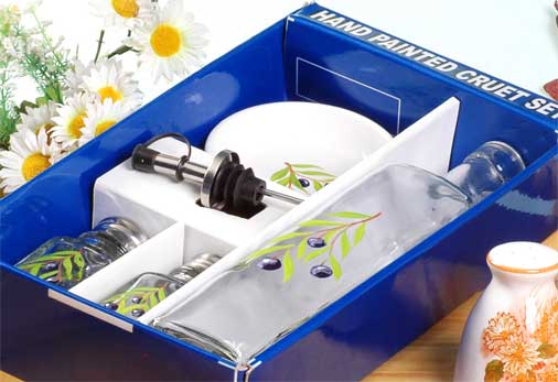 hand painted cruet set with display tray
  
   
     
    