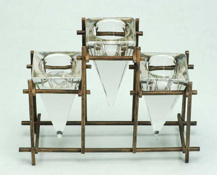 Candle holder with metal stand 
  
   
     
    