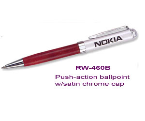 Lungsal Push-Action ballpoint w/satin chrome cap