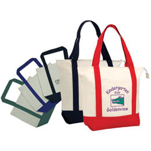 Two-Tone Canvas Zipper Tote