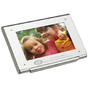 MEMOIRE Chrome Business Card Holder w/photo Frame
